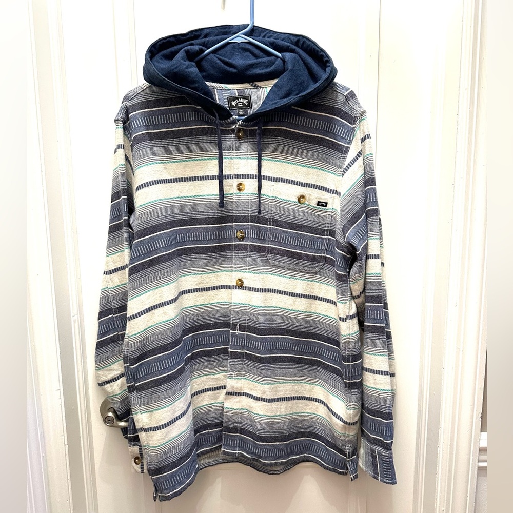 Billabong Baja Hooded Flannel Shirt Surf Sz Lg NWOT